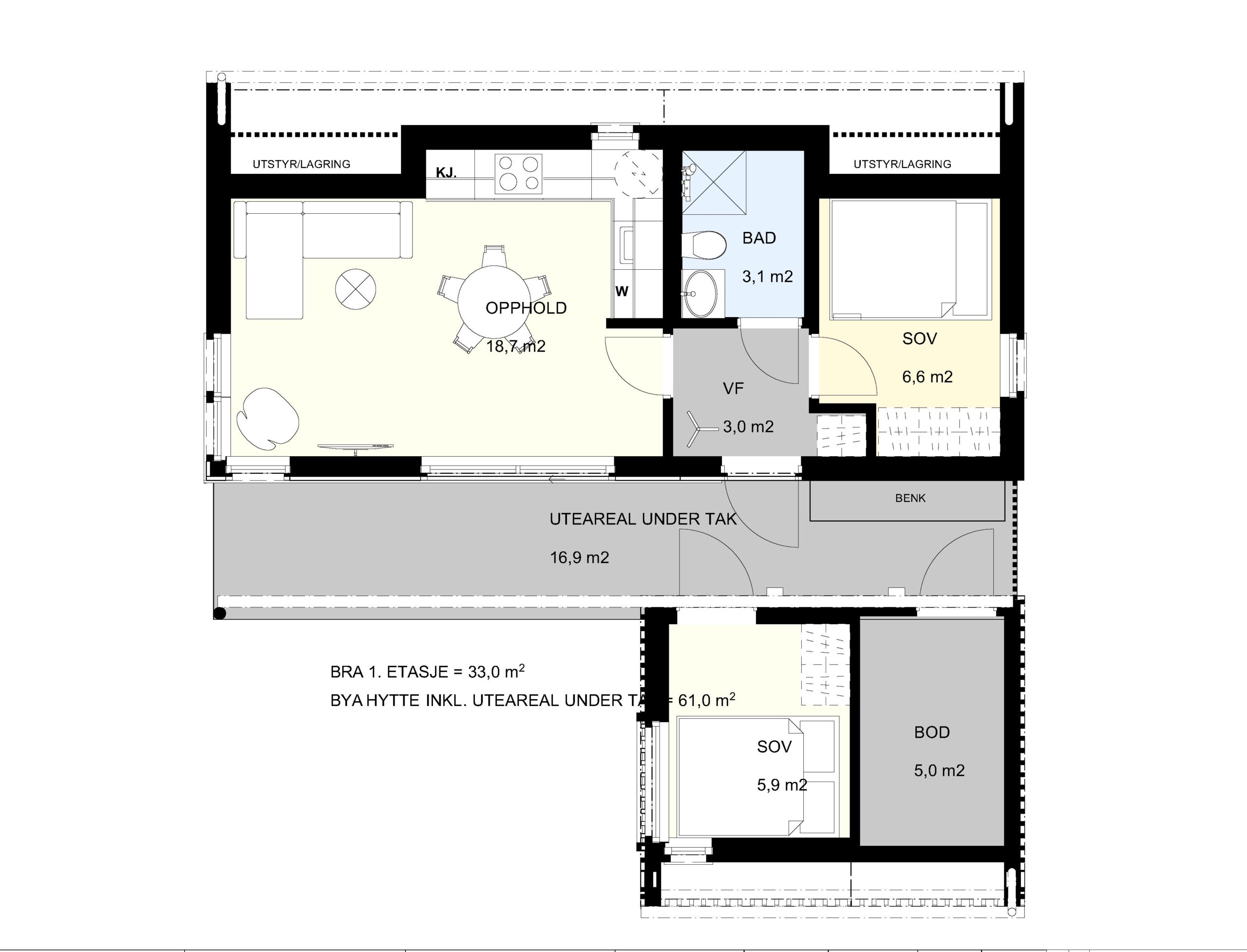 Hyttemodell falun plantegning med anneks